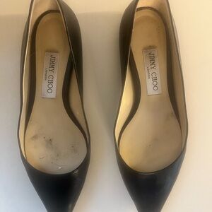 Jimmy Choo Romy Black Leather Flats pointed toe 7.5